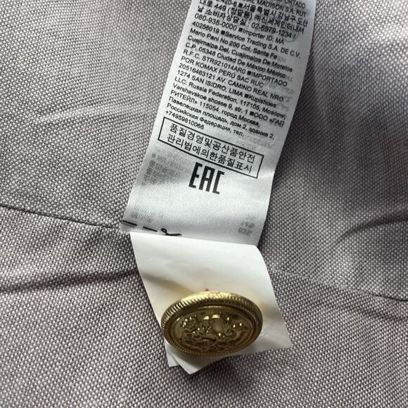 Banana Republic Linen Blend Women's 14 Coral Military Blazer Jacket Gold Buttons - Picture 10 of 12